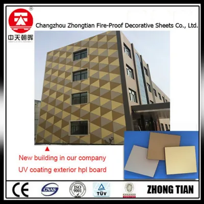 Decorative Waterproof Fireproof UV Film Coated HPL Exterior Panels
