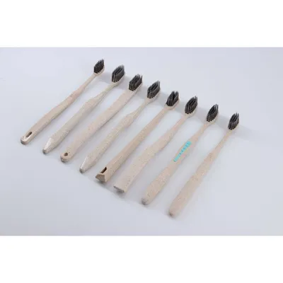 Eco Friendly Hotel Tooth Brush Wheat Straw Handle Material Disposable Toothbrush