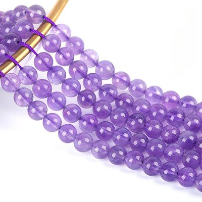 Natural Round Amethyst Crystal Beads Lavender Quartz Energy Healing Semi-Precious Stone Beads