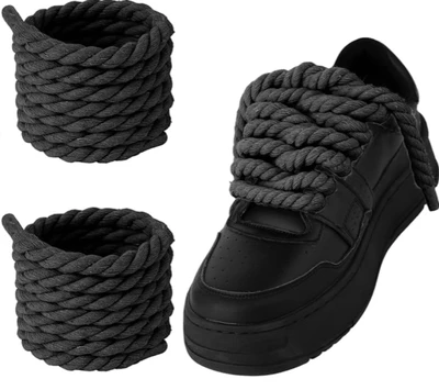 Wholesale Thick Rope Shoe Laces Strings 0.8cm Diameter 60cm Length Cotton Chunky Round Rope Twisted String Sports Shoes Laces for Sneakers