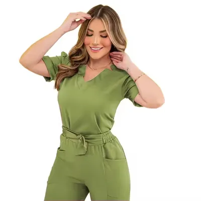 Fast Delivery Medical Nurse Scrub Uniform Set Polyester Spandex Plus Size Work Fashion Jogger Hospital Uniforms Care
