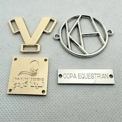 Neostar Zinc Alloy Round Logo Clothing Accessory Label 2 Holes Designer Letter Tags for Swimwear
