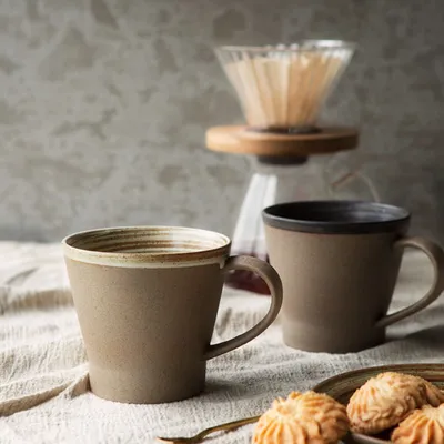 Ceramic Coffee Cup & Saucer Set, Handmade Rustic for Cappuccino Milk Breakfast Gift