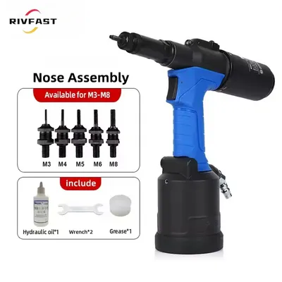 Heavy-Duty M3-M8 Pneumatic Nutset Tool, Rivet Gun Designed for Reliable Performance in High-Volume Production 1/8"-5/16"