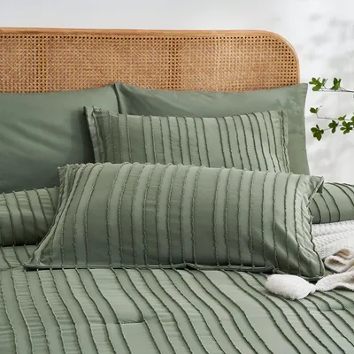Cotton Tufted Comforter Sets Queen-3 Pieces Boho Jacquard Comforter Set-Comfy Cozy Textured Bedding Set