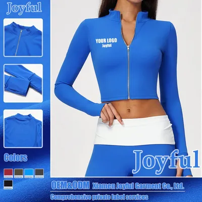 Wholesale Crop Long-Sleeve Sports Wear Woman Zip up Gym Yoga Fitness Jacket