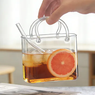 750ml Glass Handbag Cup with Straw Ins Juice Glasses Party Bar Utensils