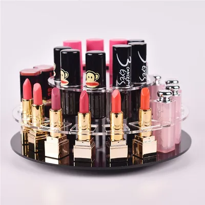 Cosmetic Lipsticks Rorating Tray Display Rack Stand Holder Organizer Case Box