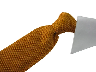 Solid Golden Colour Men's Polyester Knit Ties