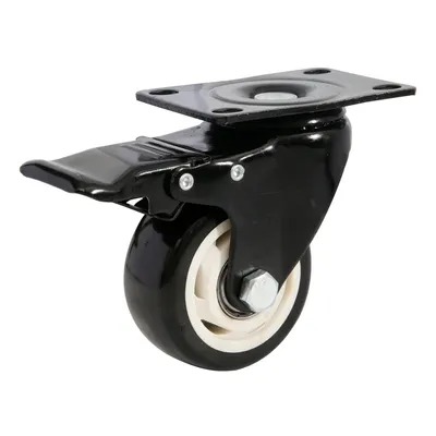 4-Inch Medium-Duty Black PVC Swivel with Whole Brake Caster