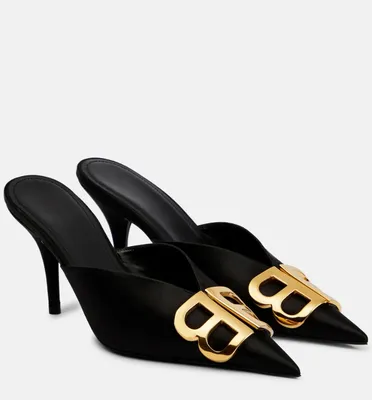 Women's Knife Bb 80 Mule Satin Sandals Pointed Toe High Heels