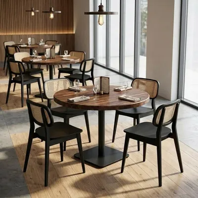 Modern Commercial Wood Dining Furniture Coffee Shop Cafe Chair and Restaurant Table