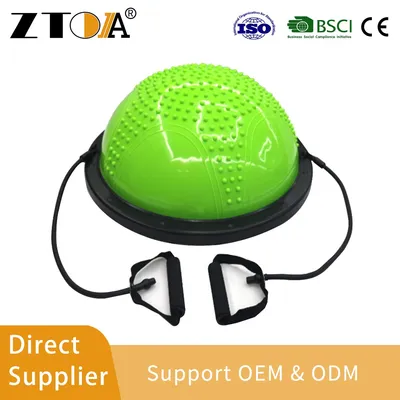 58cm Multifunctional PVC Half Massage Ball Balance Trainer Bosu Ball with Resistance Bands