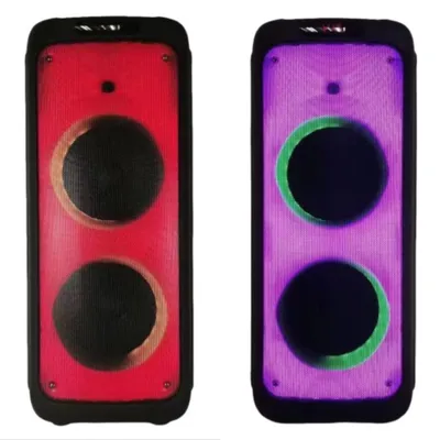 Zzb HS-Td08h8 Speaker Dual 8 Inch Party Karaoke Audio DJ Wireless Karaoke Portable Sound Box Speaker with LED Lighting