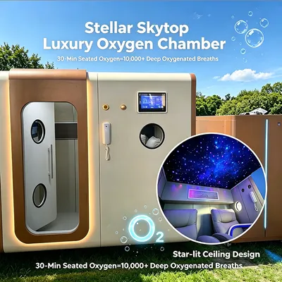 Spacious Dual-User Colorful Star Sky Ceiling Carbon Fiber Hyperbaric Oxygen Chamber Hard Shell Hbot 1.5-2.0 ATA Equipped with Touch Screen TV