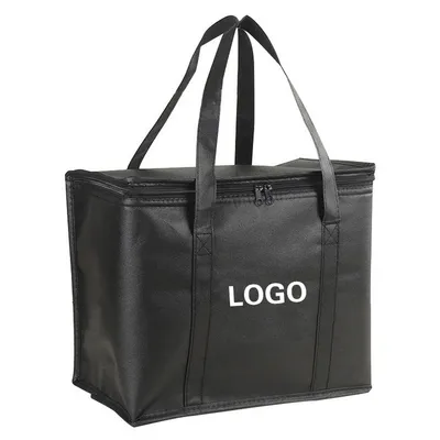 Custom Logo Printed Insulated Non Woven Cooler Bag Lunch Tote Bag with Zipper