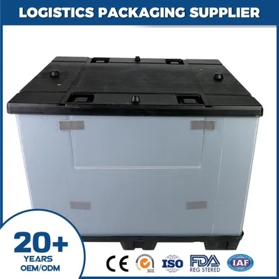 China Foldable Plastic Pallet Container with 1 Drop Door and 8 Locks