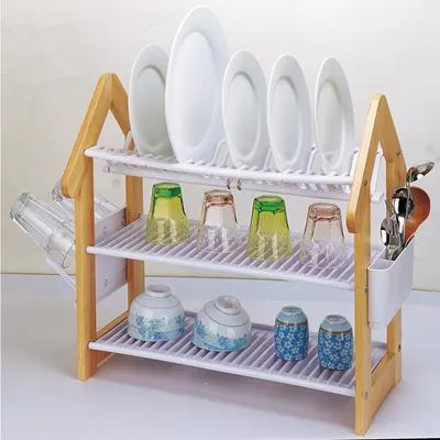 Frequrntly-Used Steel Wire Two Tiers Dish Rack Kitchen Storage Rack Metal Dish Drying Rack