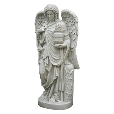 Guangxi White Marble Angel with Torch Memorial Statue