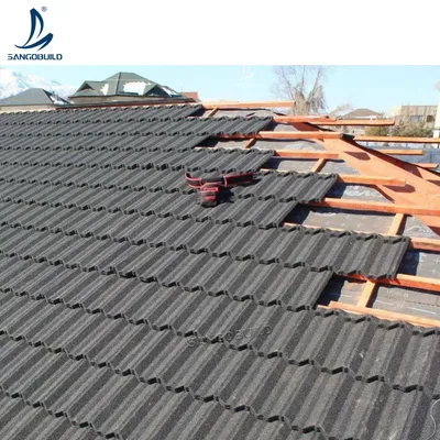 Heavy Rain Proof Anti Leak Lightweight 0.4mm Stone Coated Metal Roof Tiles