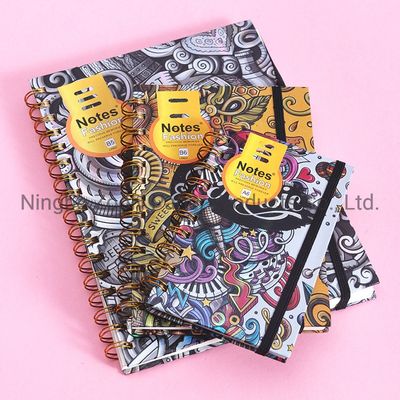 Customized Design Printing B5 B6 A6 Spiral Notebooks with Display Box Elastic Closure Hardcover Diary Notebook