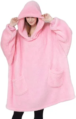 Wearable Blanket, Standard Velveteen Blanket Hoodie, Blanket Sweatshirt with Deep Pockets and Sleeves for Adults Kids