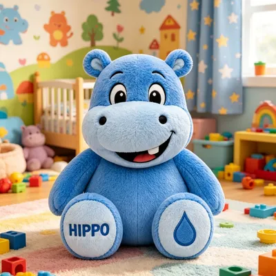 Custom Blue Hippo Plush Quality Embroidered Soft Doll Stuffed Toys