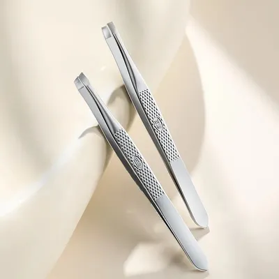 Professional Great Precisson Flat and Slant Facial Hair Beard Removal Stainless Steel Eyebrow Tweezer for Men Women