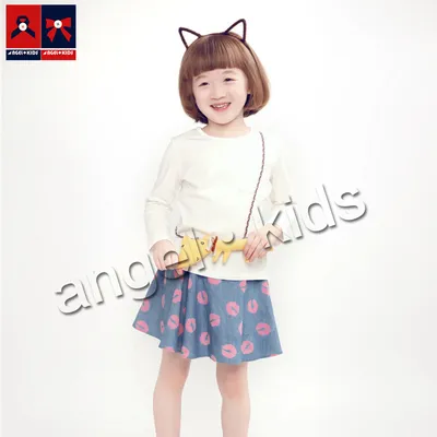 Children's Cotton Red Lip Printed Short Skirt for Summer
