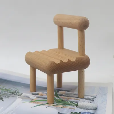 Quality Beech Wooden Stool Mobile Phone Holder Cell Mobile Phone Stand Support for Children