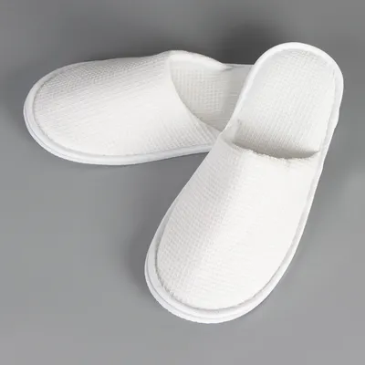Disposable White Slippers Waffle Coral Fleece Velour Terry Cloth Napping Travel Home Hotel Slippers