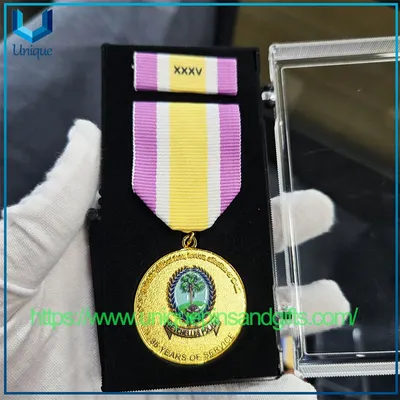 Custom Distinguished Service Police Medal Seychelles Silver Enamel Award Medal with Ribbon