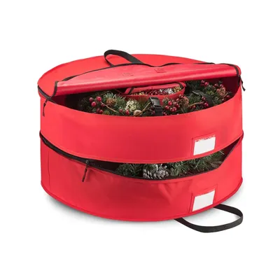 2-Tier Red Christmas Wreath Storage Bag