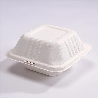 High Quality Disposable Eco-Friendly Wholesale Price Bagasse Pulp 5" Clamshell Food Container