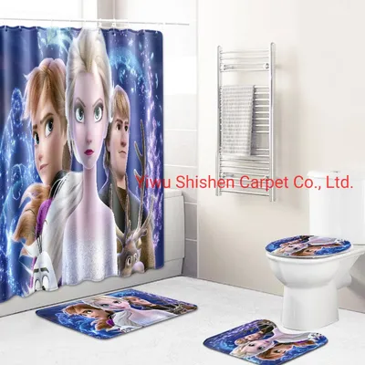 Frozen Bath Mat Cloth Bathtub Shower Curtain