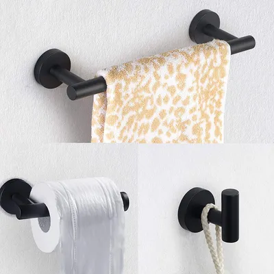 Wall Mounted Toilet Paper Holder Stainless Steel Matter Black Bathroom Black Hardware Accessories Set