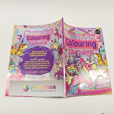 Customized Printing Service for Laser Card Board Cover with Sticker Coloring Book Soft Cover Binding Book Portrait