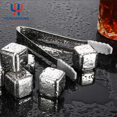 Piedras De Whisky Reusable Party Bar Accessories Cooling Stones Stainless Steel 304 Whiskey Metal Ice Cubes for Cola Beer Wine Beverage