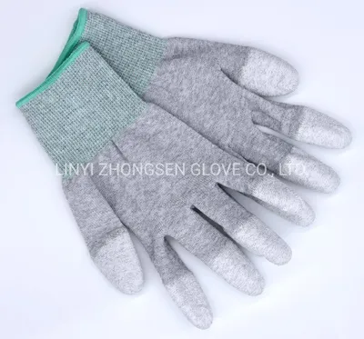 13G Carbon Fiber Gloves Finger Coated PU ESD Gloves with CE
