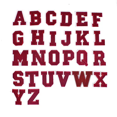Wine Red Burgundy Iron on Embroidery Letter Patches for Clothing Hats