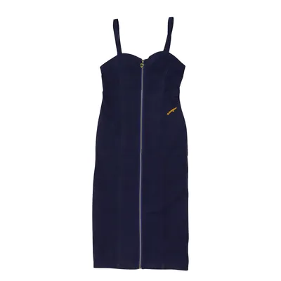 Lady′ S Strap Zip Front Stretch Denim Dress