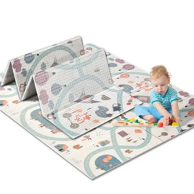 Baby Foldable Play Mat Eco Friendly Double Sided Printing Crawling Mat