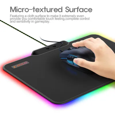 China Hard Surface RGB Luminous Mouse Pad, Anti Slip Mouse Pad