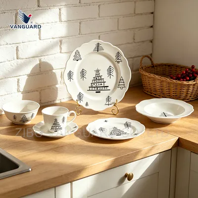 High Quality Restaurant Dinnerware Custom White Ceramic Dinner Plate Set