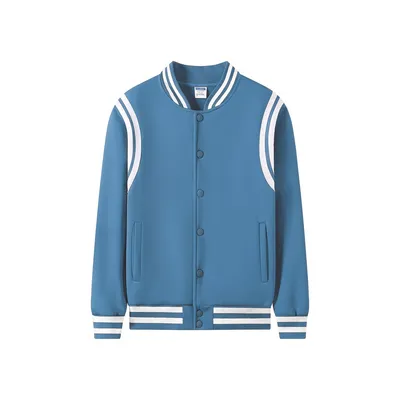 Polar Fleece Light Blue Causal Performance Men Custom Breathable Clothing Embroidered Customized Zip Sweatshirt Varsity Jacket