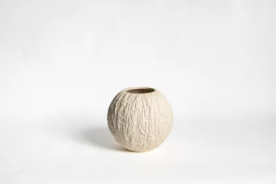 Textured Stoneware Vase - Natural Finish