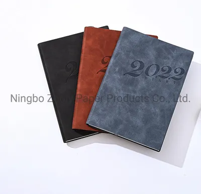 2022 Planner Diary Custom Embossed Logo Daily Planner PU Leather Notebook Agenda for Daily Weekly Monthly