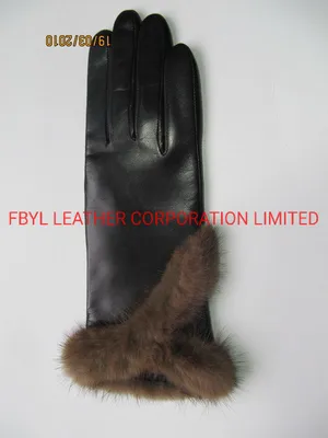 High Quality Fashion Women Leather Gloves with Fur Decoration (JYG-21006)