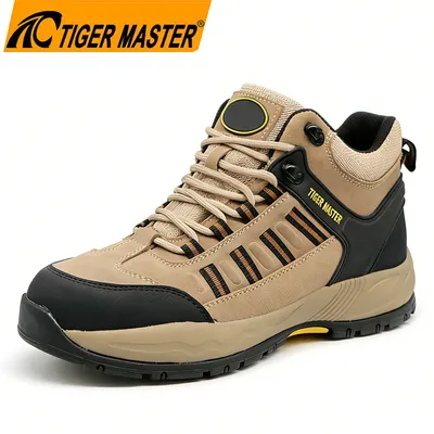 Tiger Master Anti-Slip Steel Toe Puncture-Proof Suede Leather Outdoor Hiking Safety Shoes