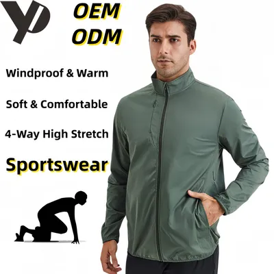 Stand Collar Zip up Jacket Windproof Outdoor Sportswear Long Sleeve Top for Running and Fitness